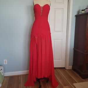 Bombshell Fushia Pink Strapless Evening Gown, M